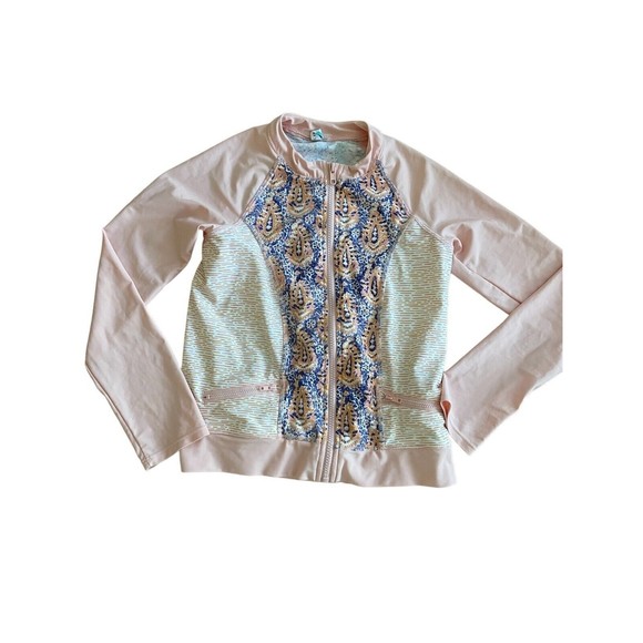 Girls Cabana Life Size 12 Multicolor Full Zip Rash guard Sun Protection - Picture 1 of 6